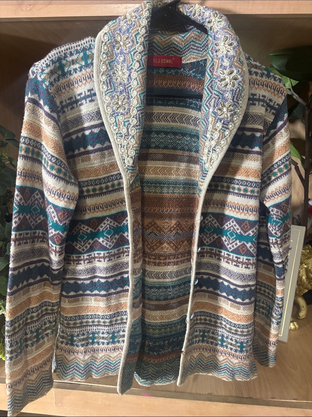 KLJOSWAL Beaded Boho Open Front Cardigan Sweater